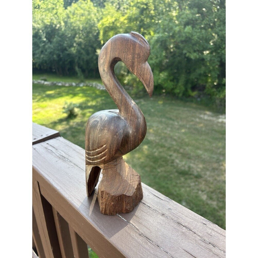 Ironwood Hand Carved Bird 11" Tall Avian Wildlife Totem Decor Bird Figurine
